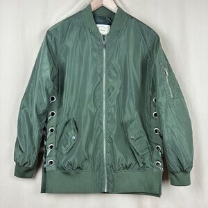 Ci Sono Original Bomber Jacket Large Green Lace Up Streetwear Utility Gorpcore
